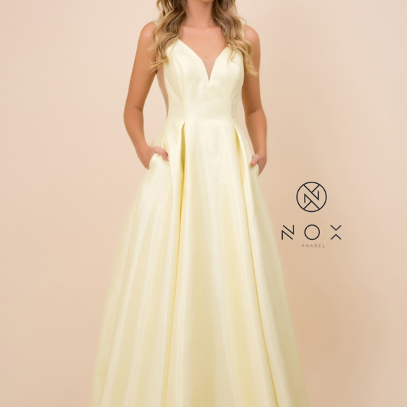 Nox Anabel | Dresses | Lemon Color Prom Party Evening Formal Open Vback ...